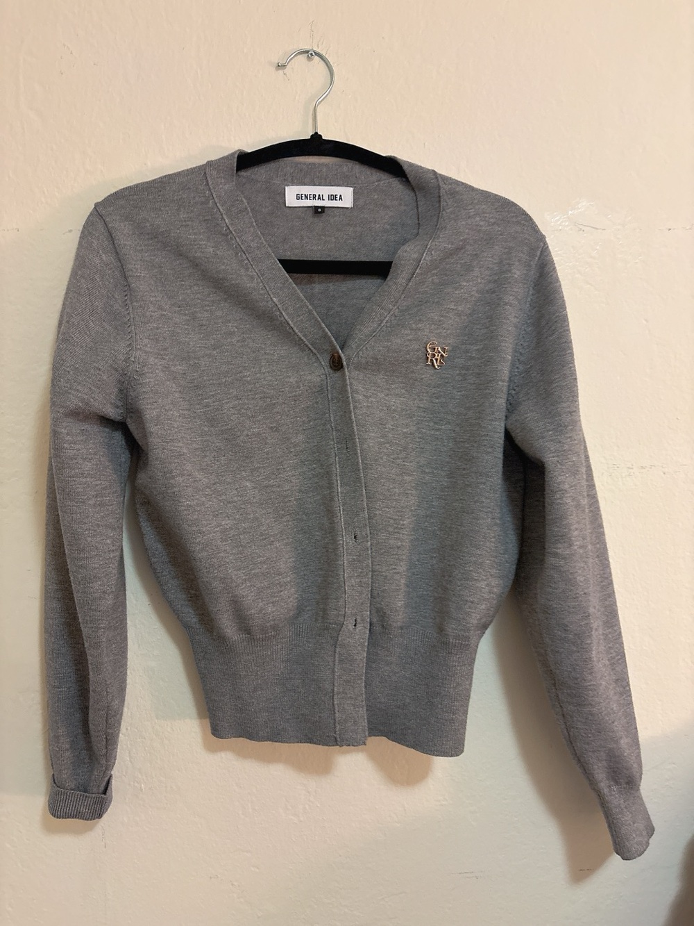 GENERAL IDEA Gray V-Neck Logo Cardigan